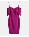 Women's Pink Solid Sheath Dress Sweetheart Neck Sleeveless Ruffle Knee Size 10
