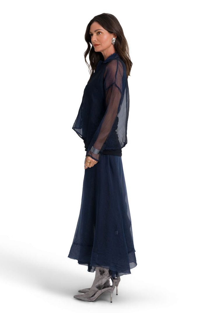 Cotton Lycra Ruche Tank - Black