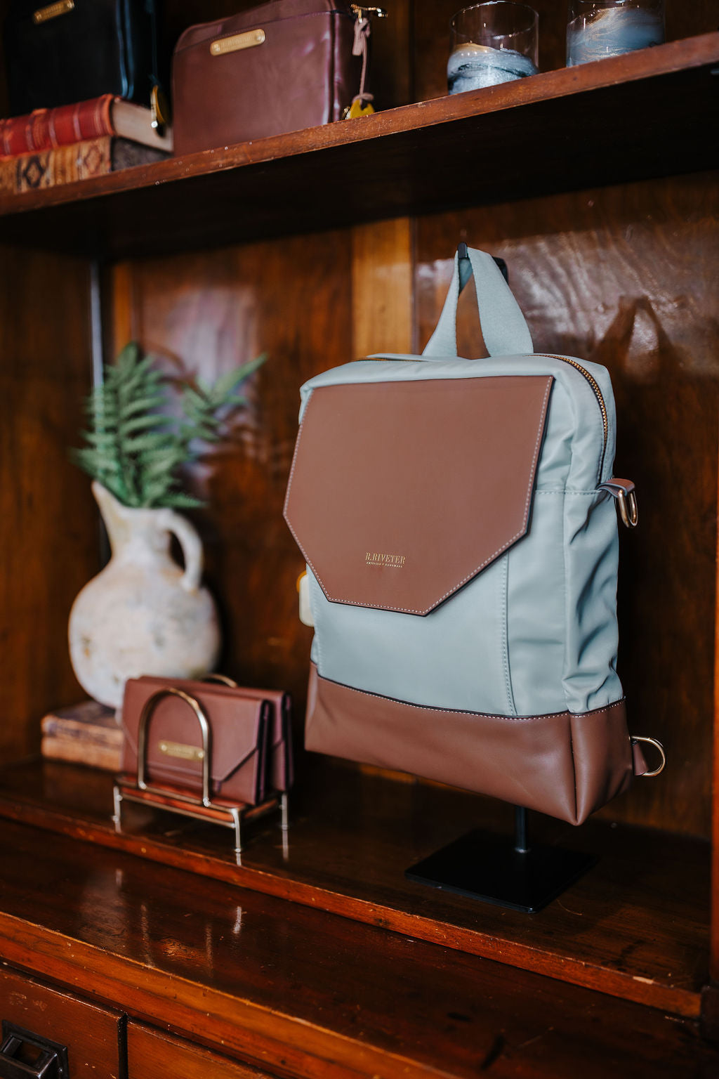 Corbin | Slate Nylon + Brown Leather