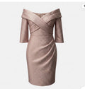 Gia Franco Women's Pink Off the Shoulder Jacquard Sheath 3/4 Sleeve Dress Size 8