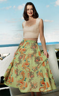 Woodstock Skirt Green 100% Cotton Voile Dragon Print