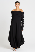 French Terry Curtain Dress - Black