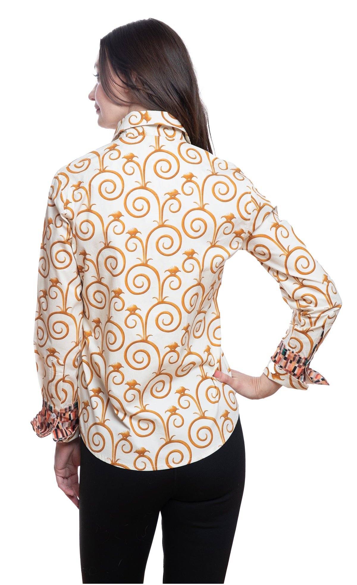 Rome Shirt Gold and White Swirl Print