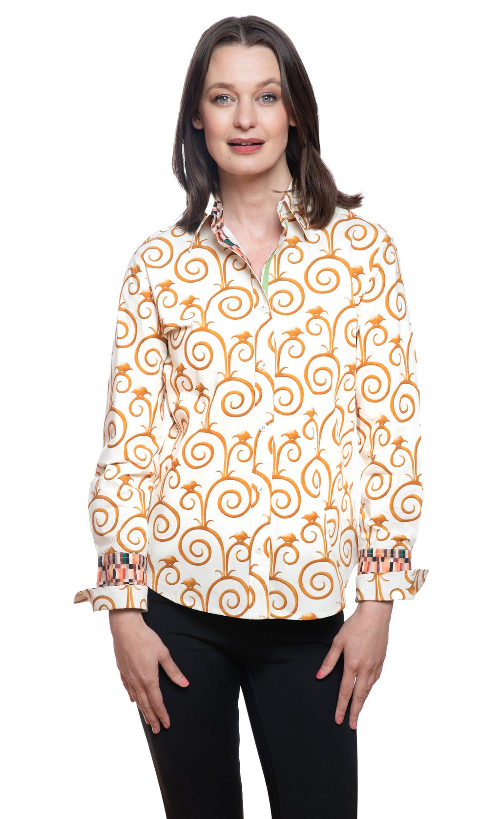 Rome Shirt Gold and White Swirl Print
