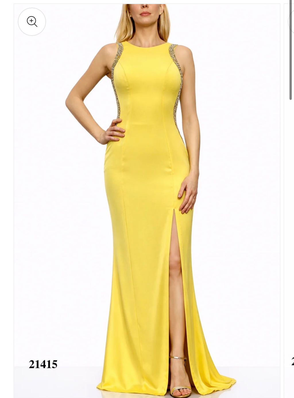 Sleeves Gown With Silver Rhinestones Details at Shoulders and Back