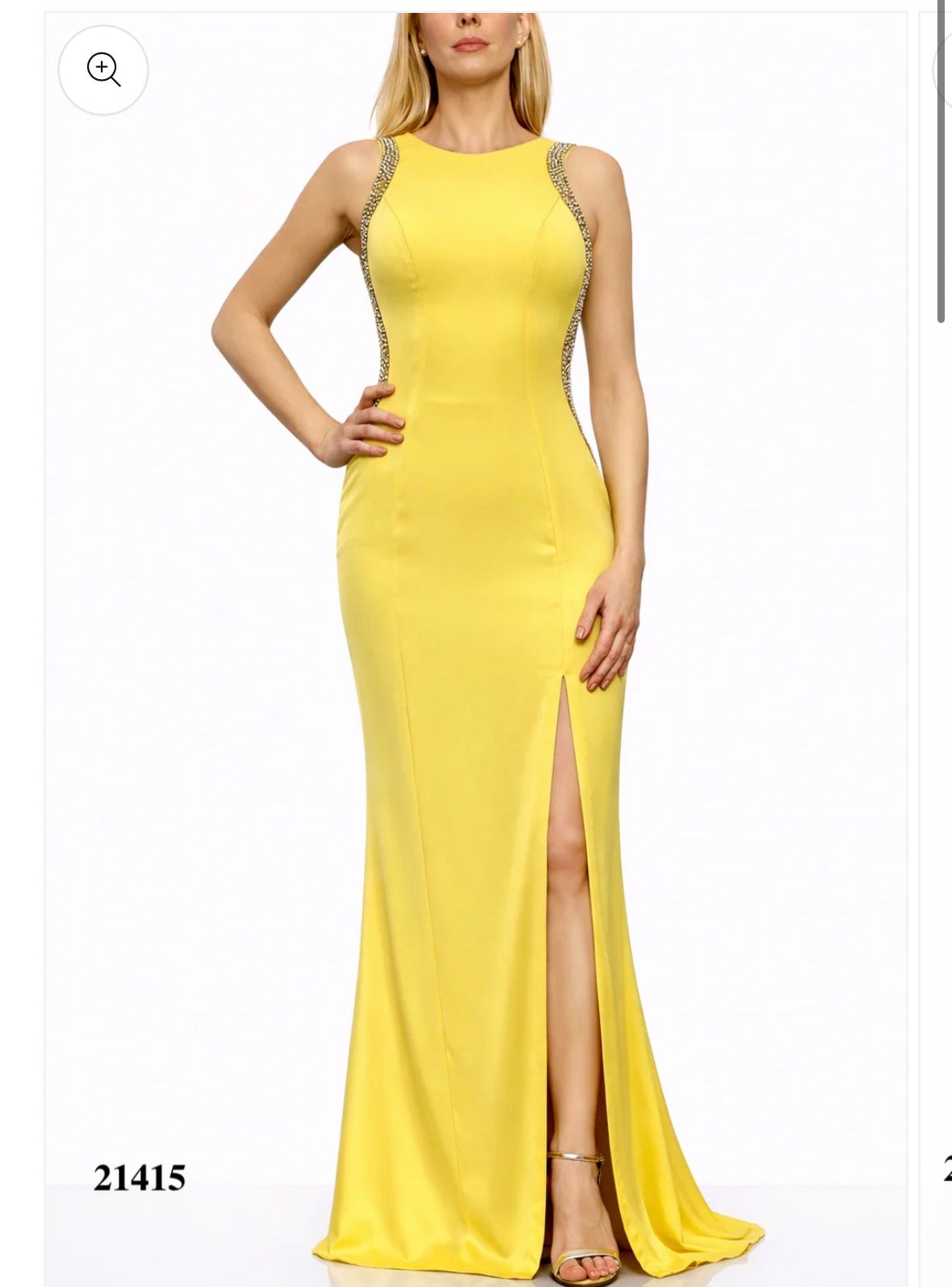 Sleeves Gown With Silver Rhinestones Details at Shoulders and Back