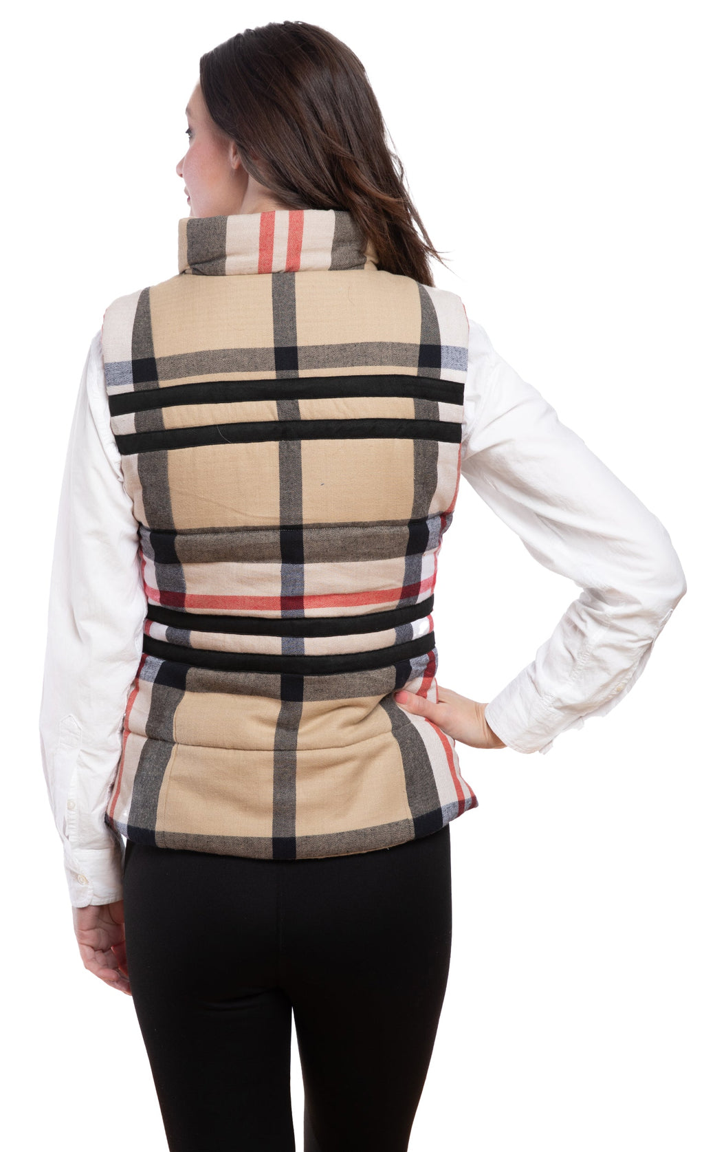 Rosey Vest Turquoise Chocolate Yarn-Dyed Plaid