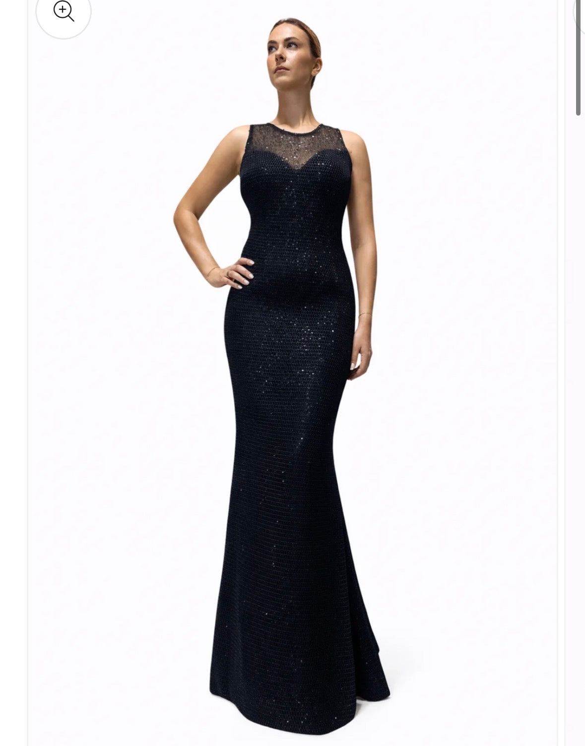 Sleeveless Dress with Detailed Glittery Mesh Fabric