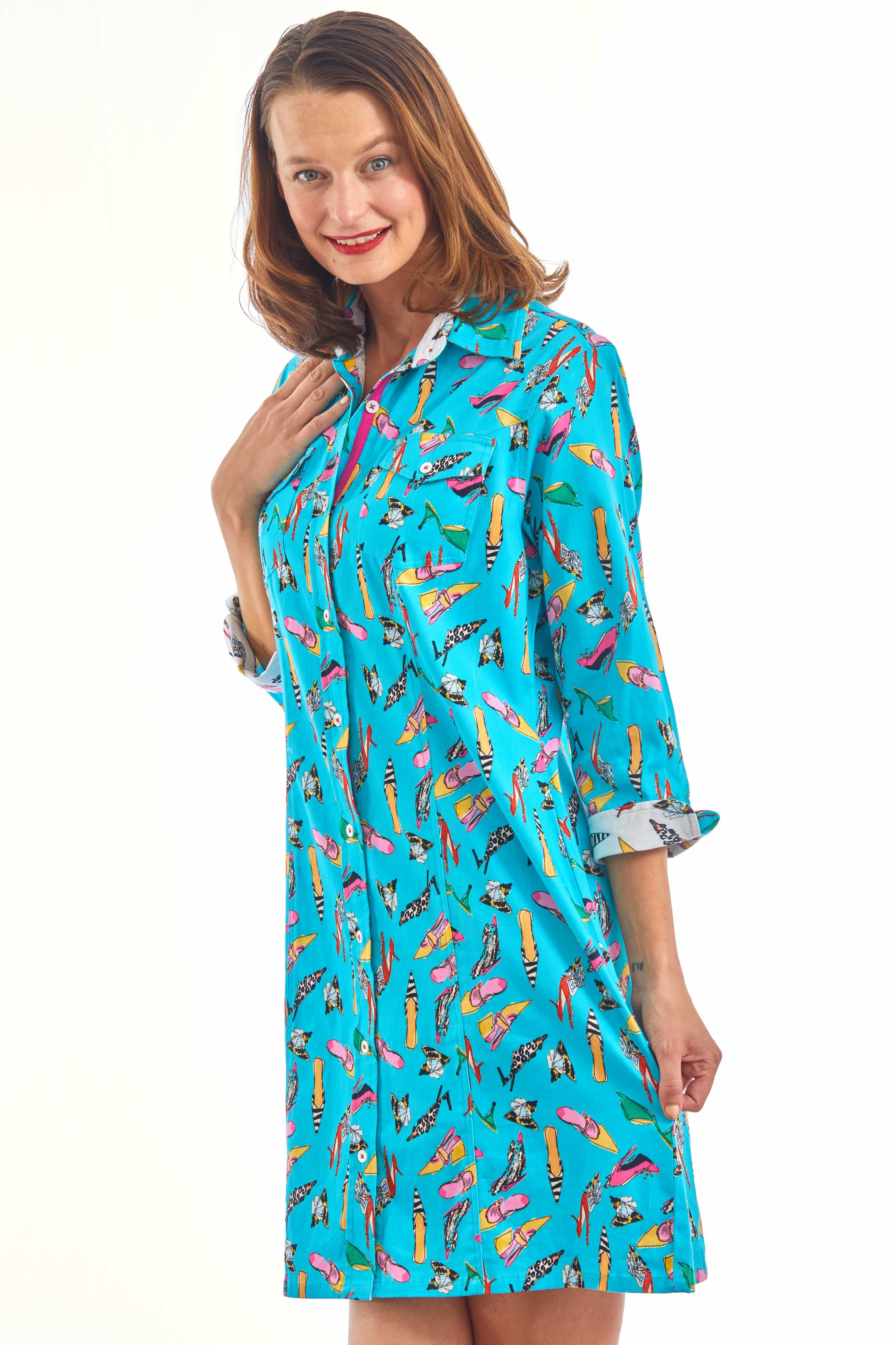Sag Harbor Dress Turquoise/Shoe Print