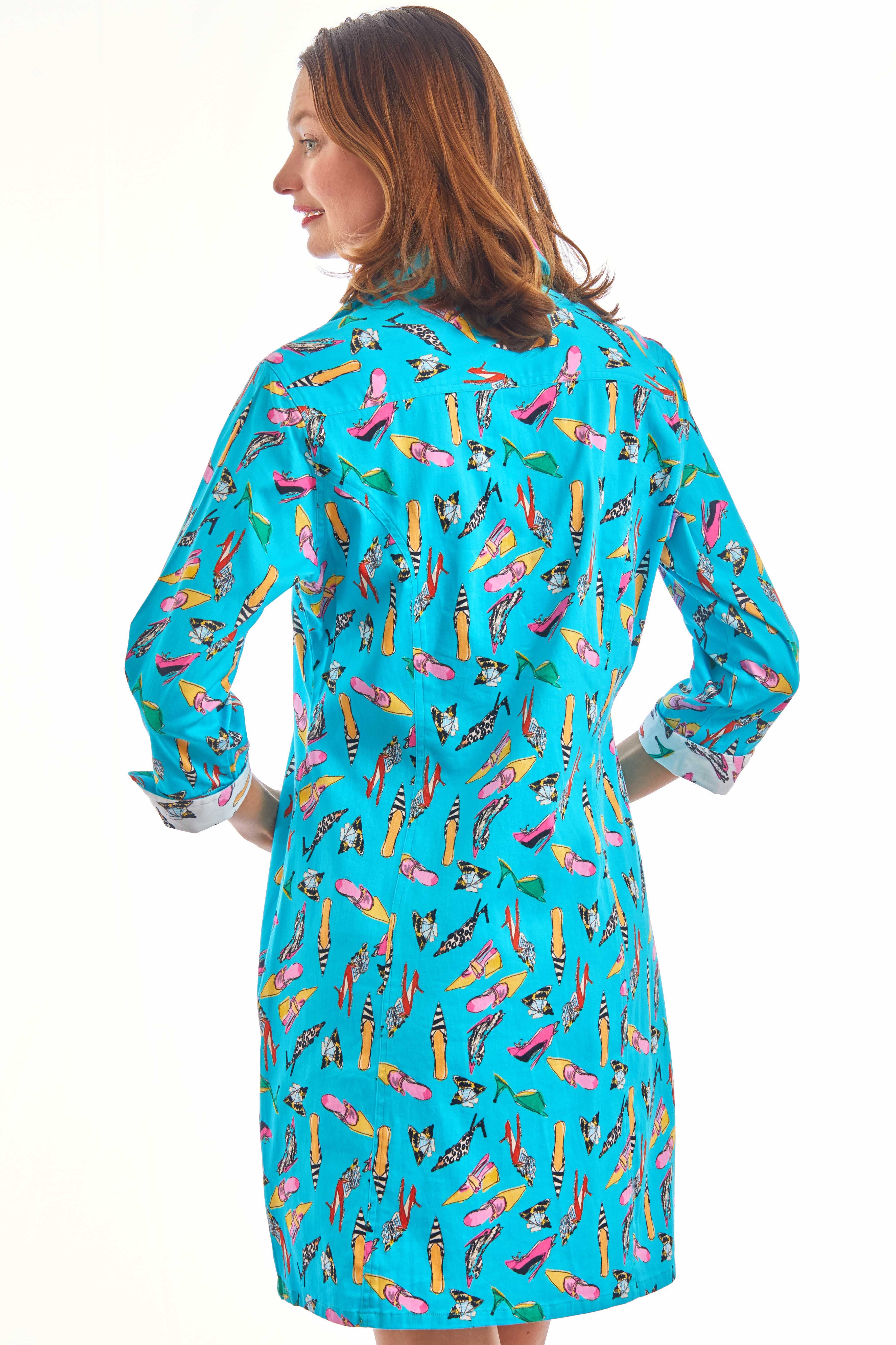 Sag Harbor Dress Turquoise/Shoe Print