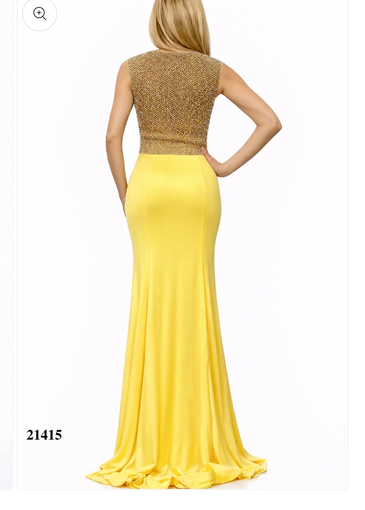 Sleeves Gown With Silver Rhinestones Details at Shoulders and Back