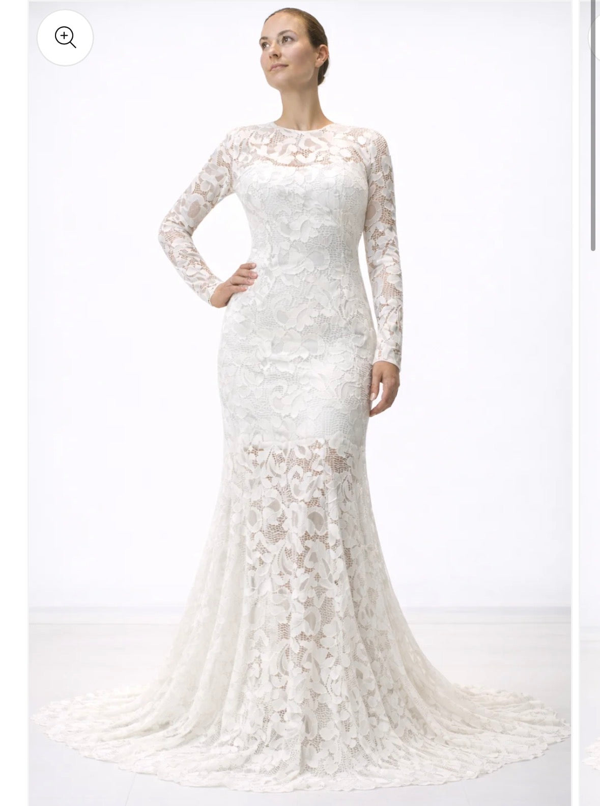 Long Sleeve Gown With See-through Lace Sleeves and Bottom
