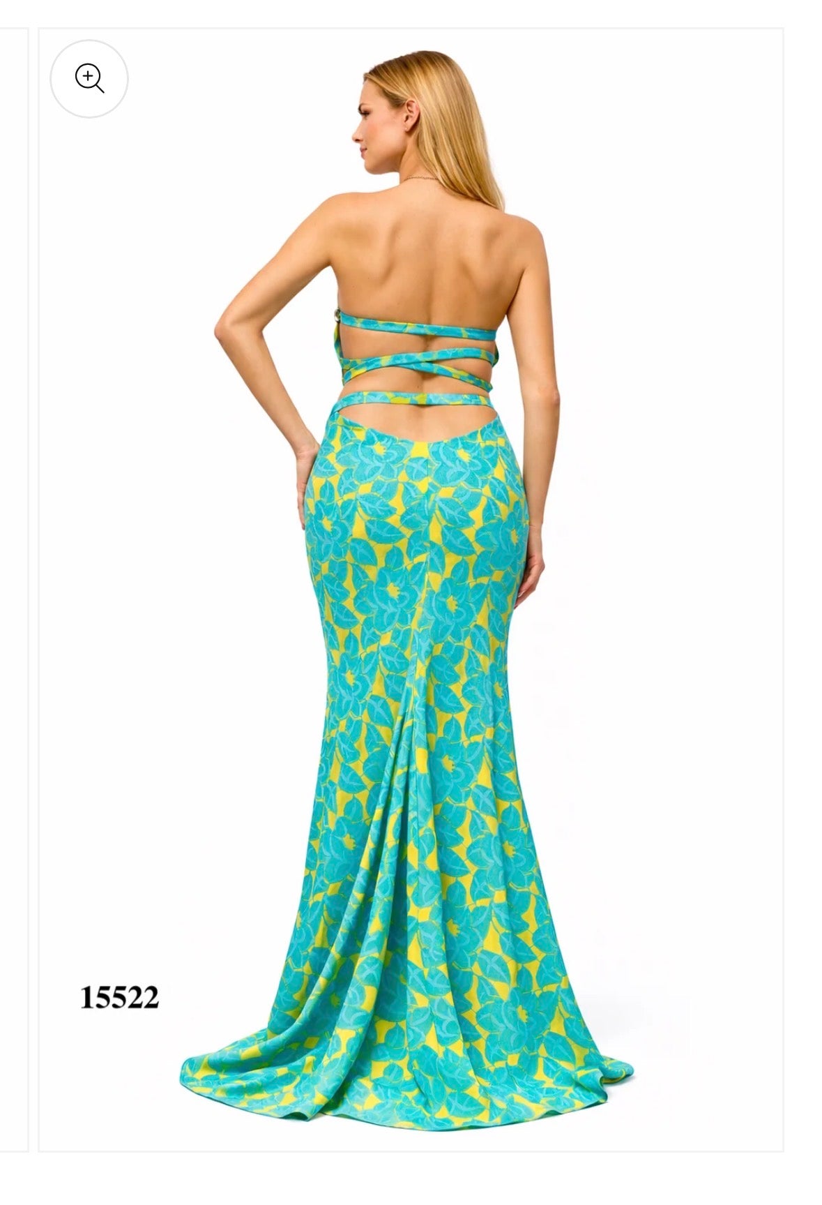 Halter Fitted Floral Dress With Backless Design and Flared Hem