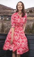 Mrs Maisel Dress Pink White Ikat