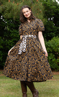 Litchfield Dress Black and Gold Swirl Print