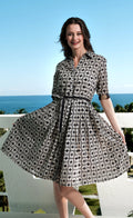 Mrs Maisel Dress Black Ivory Geo Print Cotton Voile