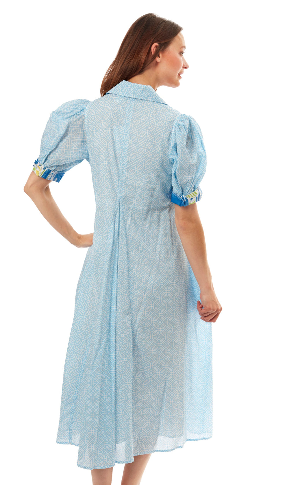 Montauk Dress Light Blue Geo Print