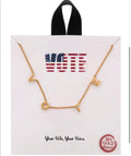 Gold Tone VOTE Letter Necklace Cable Chain Alphabet Pendant 18K Gold Dipped
