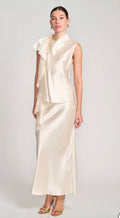 DioMi-Draped Cascade Silk Blouse in Champagne