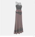 Women's Taupe Floral Lace Scoop Neck Sleeveless Long Formal Gown Size 10