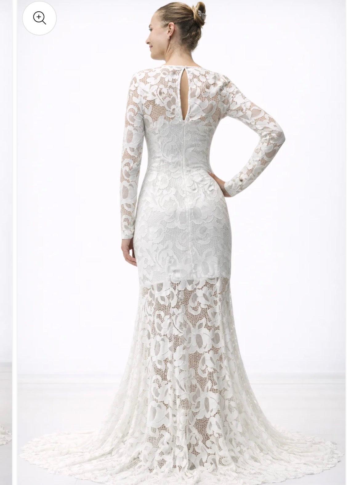 Long Sleeve Gown With See-through Lace Sleeves and Bottom