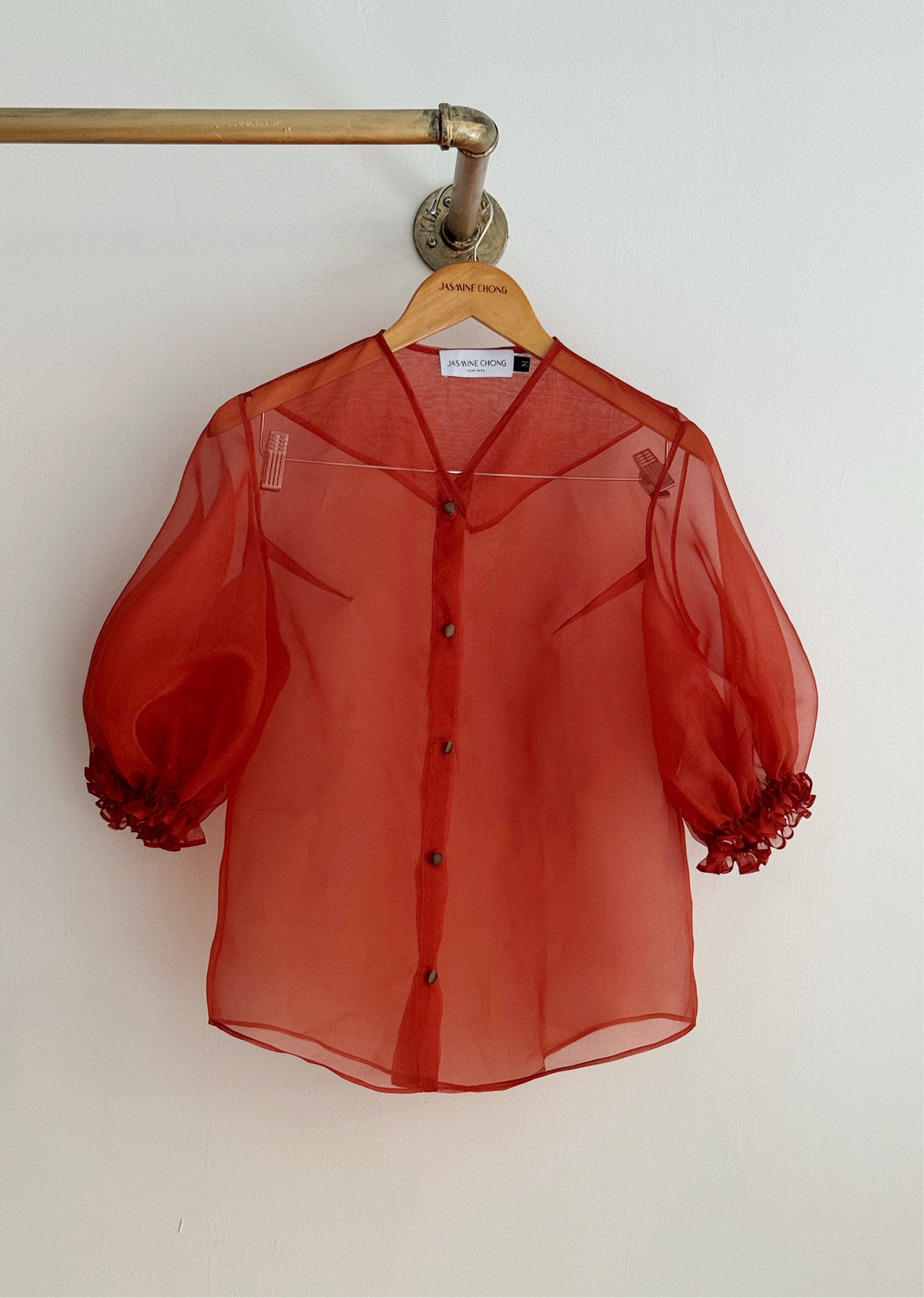 Alisa Puff-Sleeve Top in Silk Organza