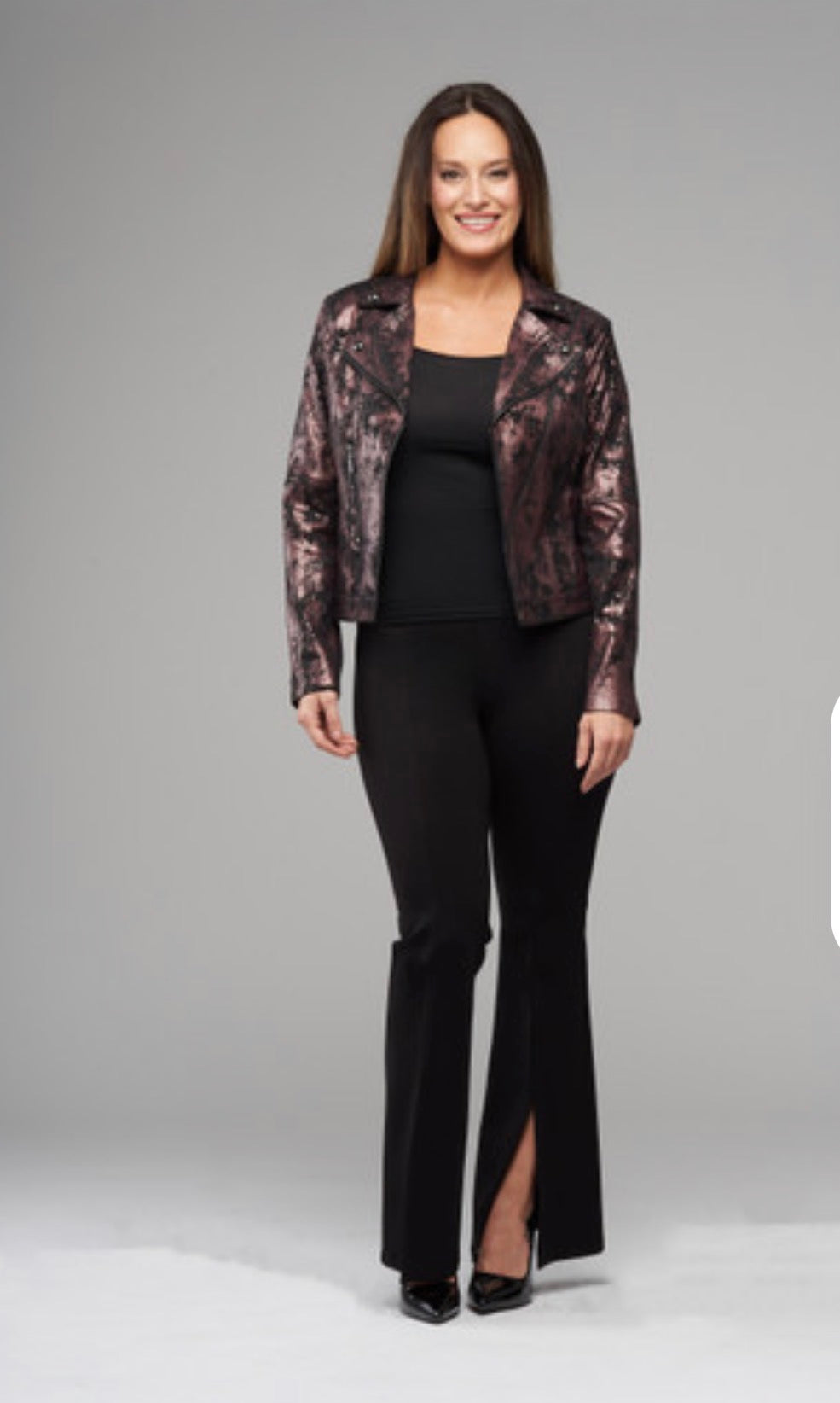 Gianna Metallic Vegan Leather Moto Jacket