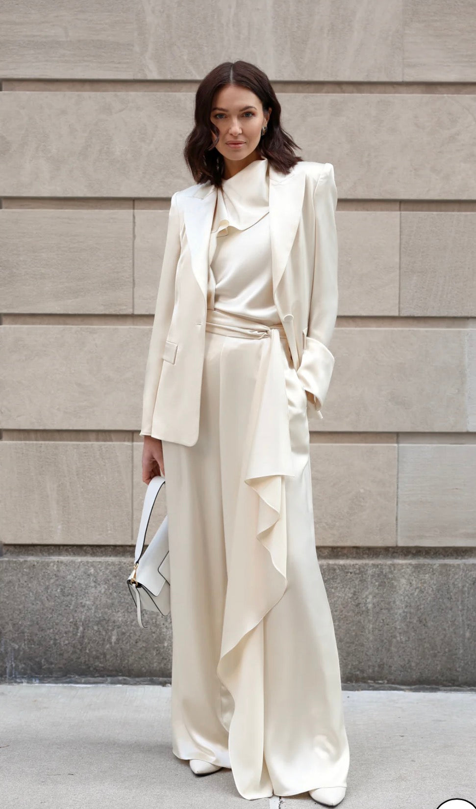 Diomi-Wide Leg Draped Pants Champagne