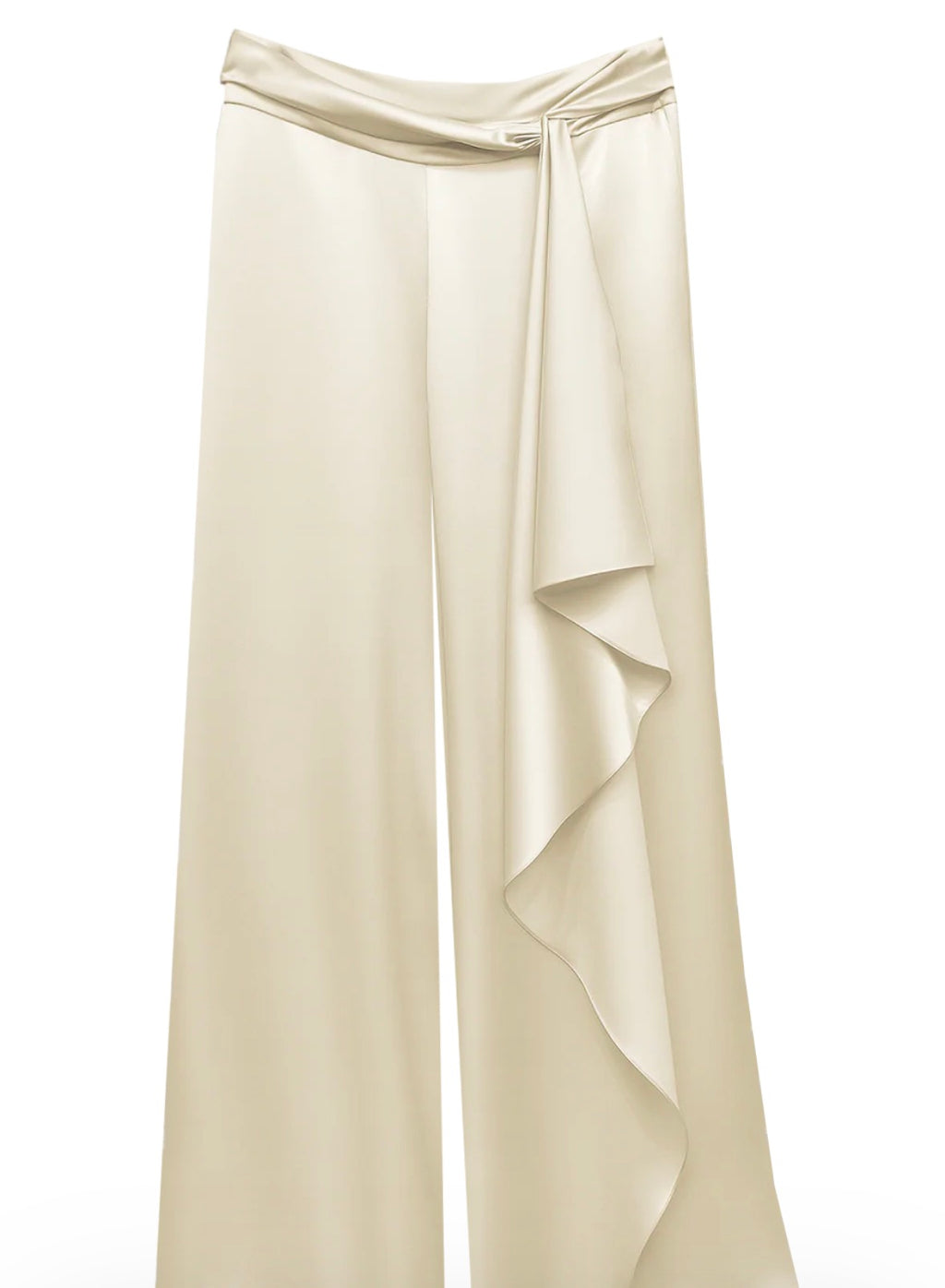 Diomi-Wide Leg Draped Pants Champagne