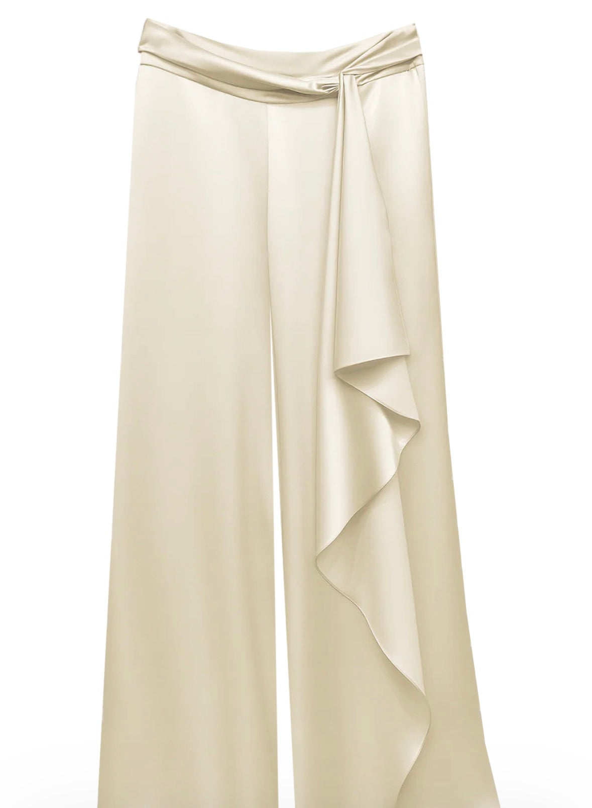 Diomi-Wide Leg Draped Pants Champagne