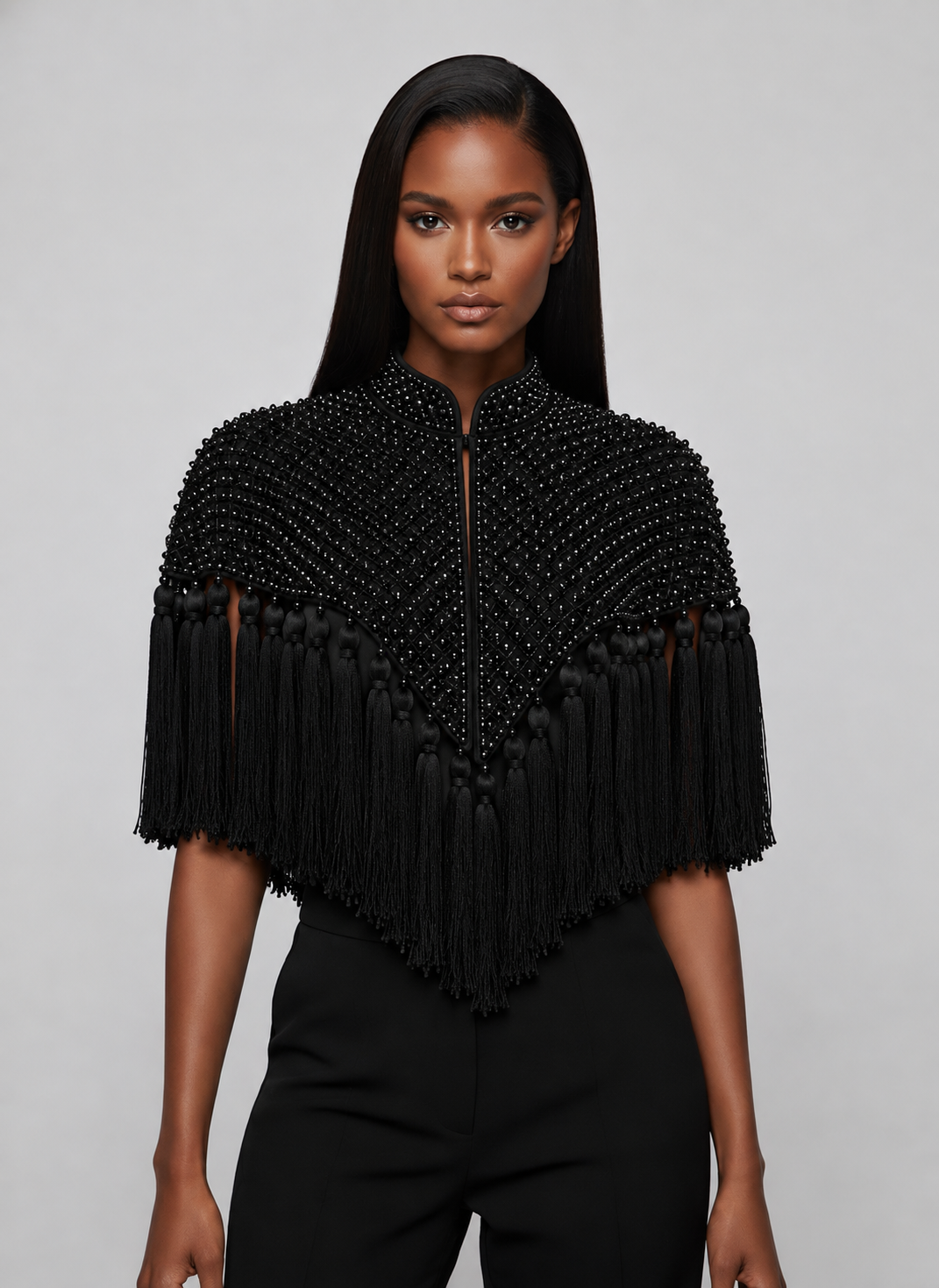 Noir Tassel Cape