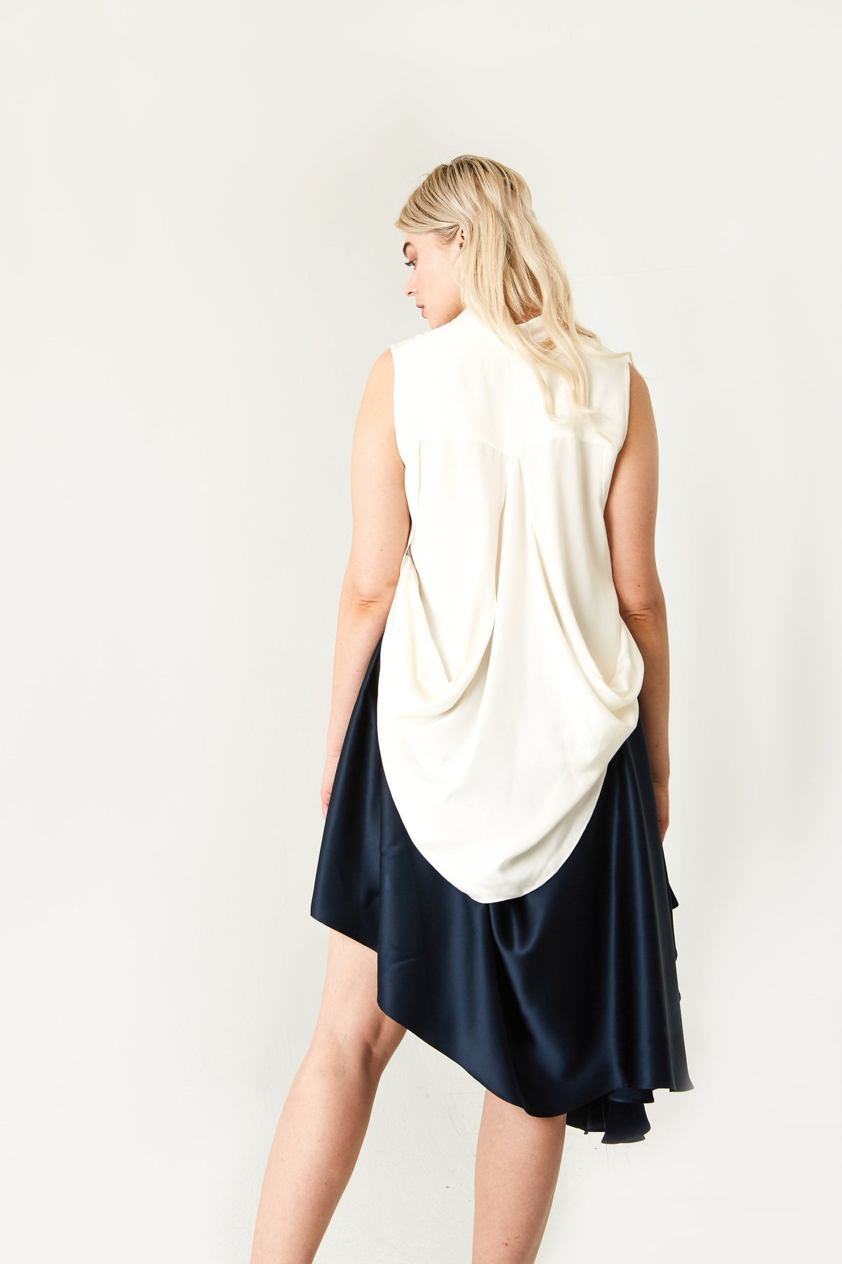 Land & Sea Winged Sleeveless Silk Blouse