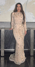 Mona Long Sleeve Sequin Beaded Dress