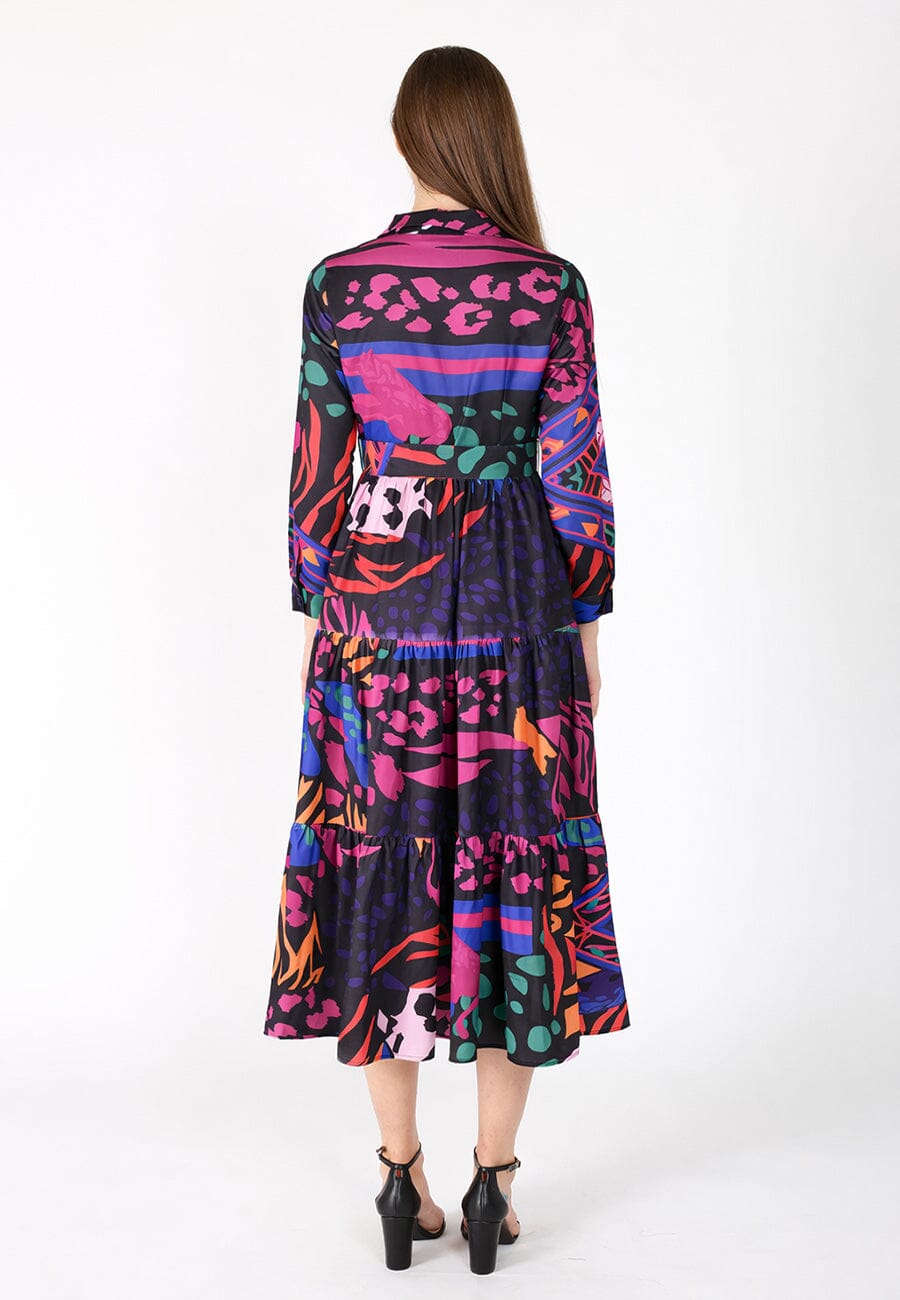 Abstract Print Full Sleeve Long Dress