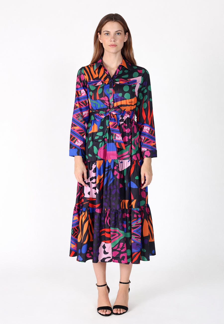 Abstract Print Full Sleeve Long Dress