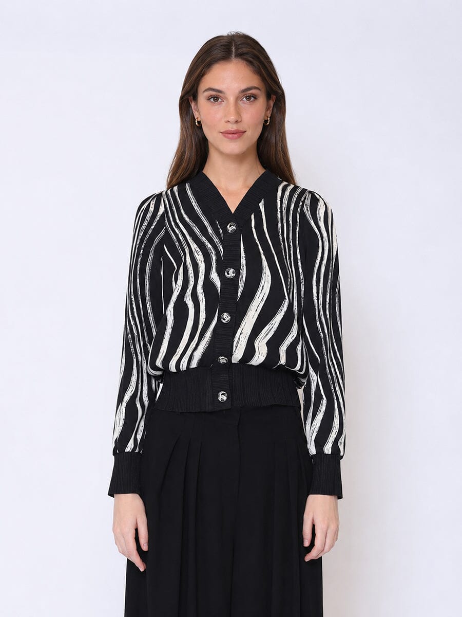 Abstract Printed Cardigan Top