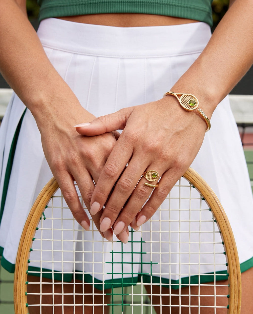Tennis Racket 'You Are Serving' Hinge Cuff Bracelet
