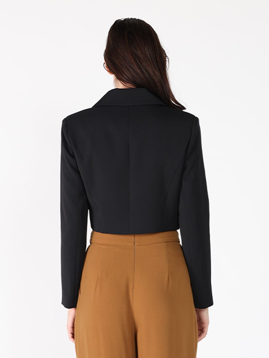Gracia Fashion Women's Applique Bow Front Button Open Crop Jacket