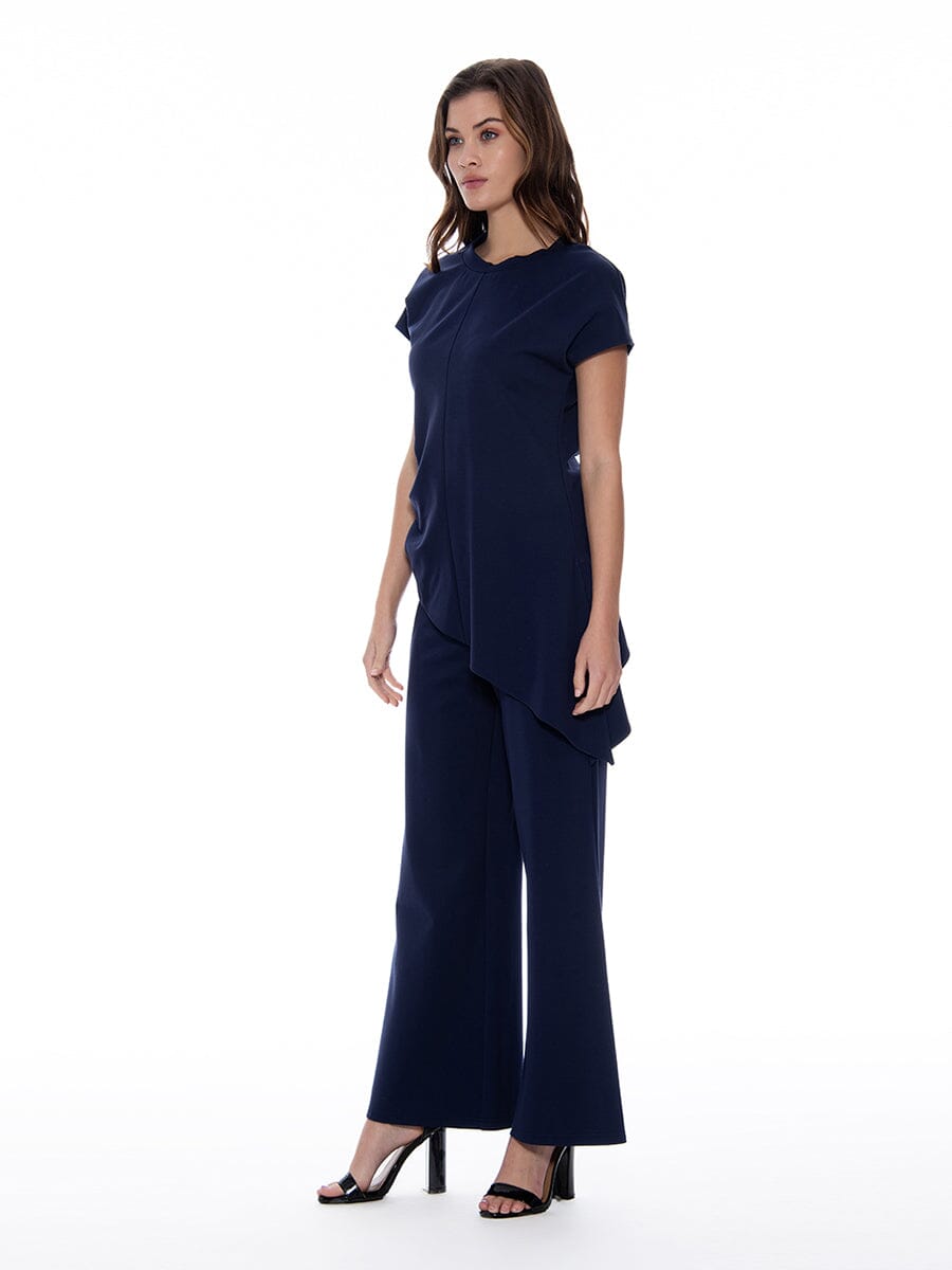 Asymmetric Cut Ruched-Side Top