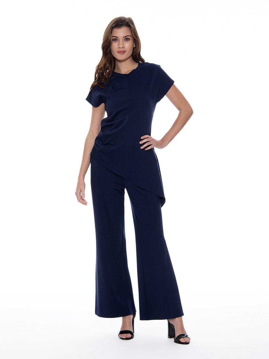 Asymmetric Cut Ruched-Side Top