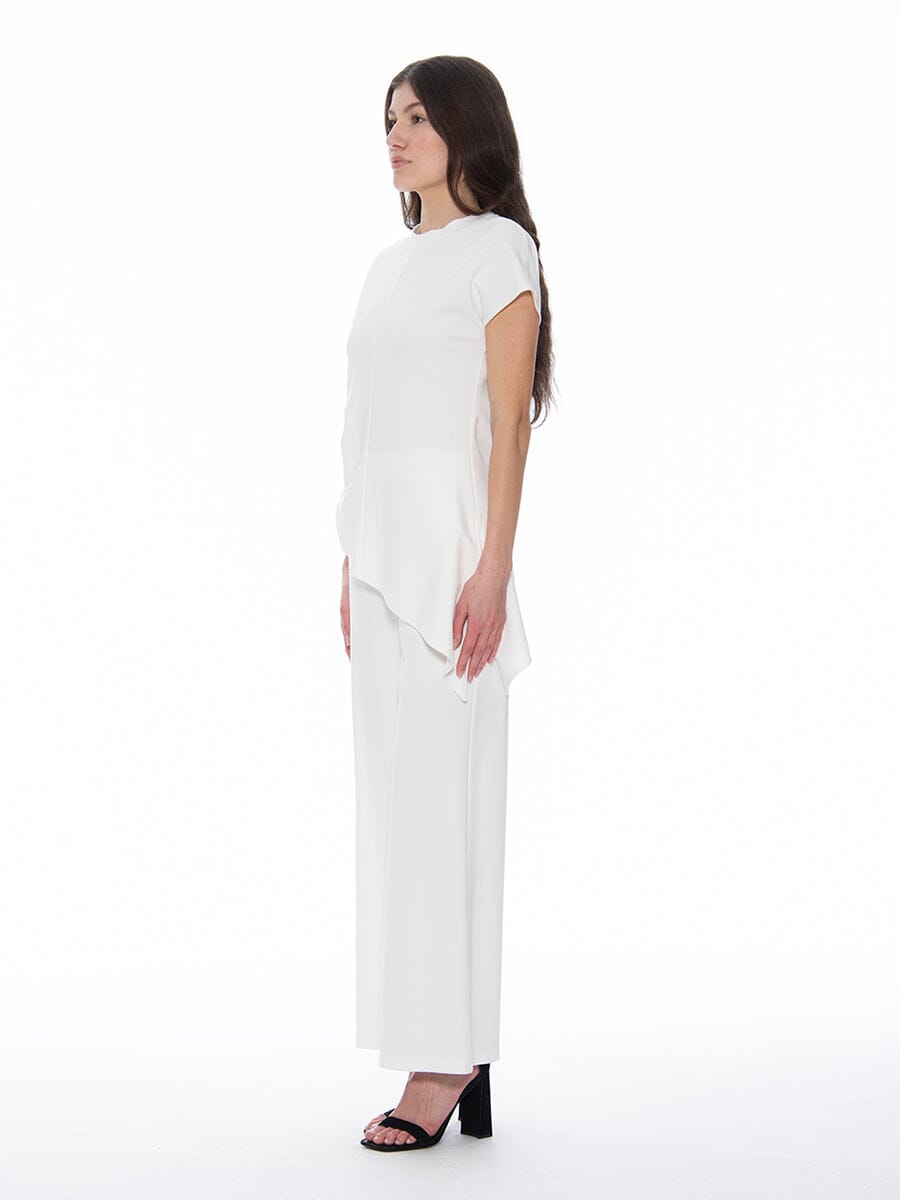 Asymmetric Cut Ruched-Side Top