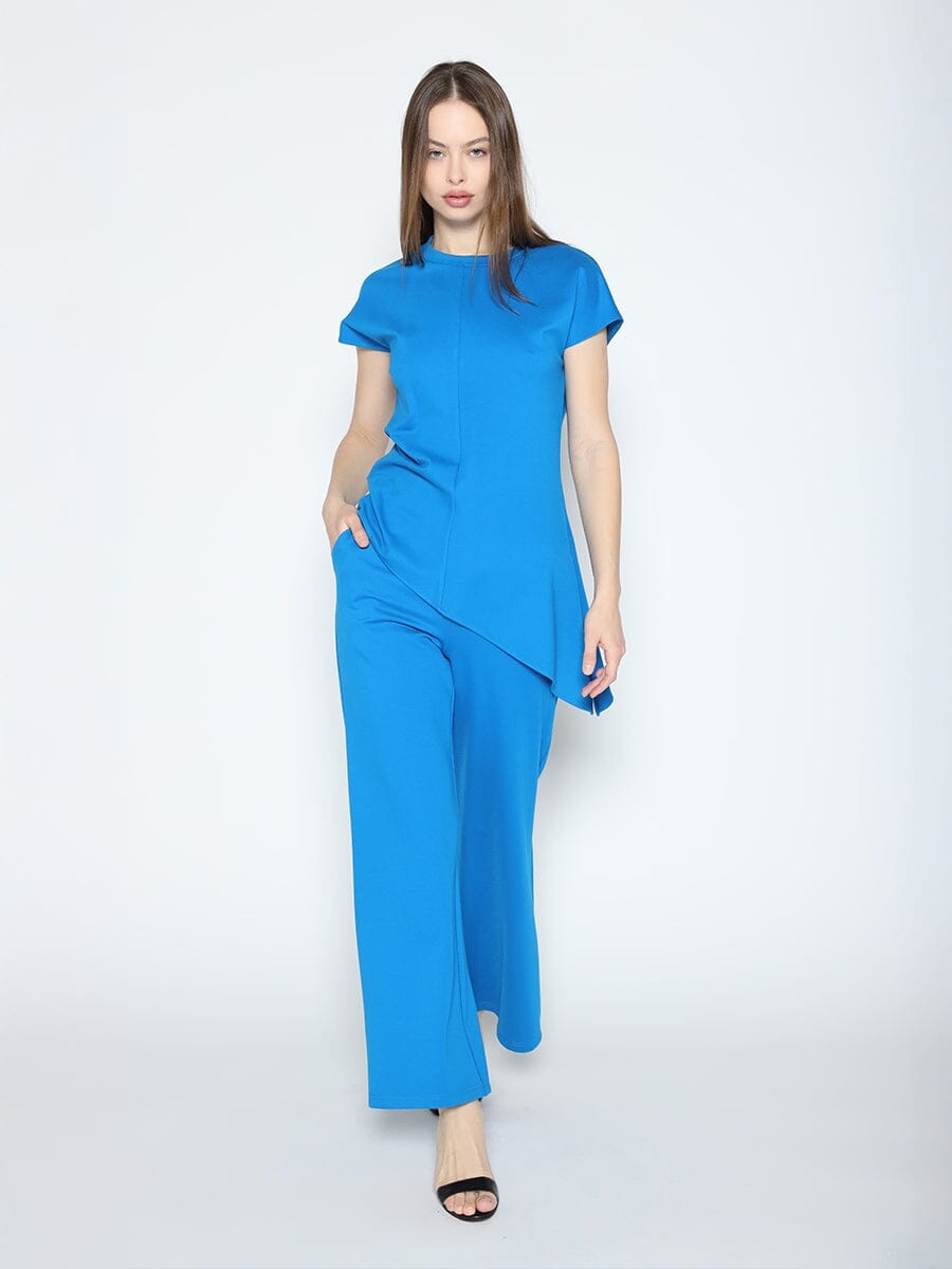 Asymmetric Cut Ruched-Side Top