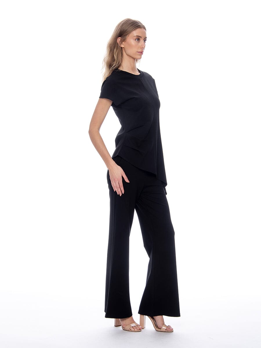 Gracia Fashion Women's Asymmetric Cut Ruched-Side Top