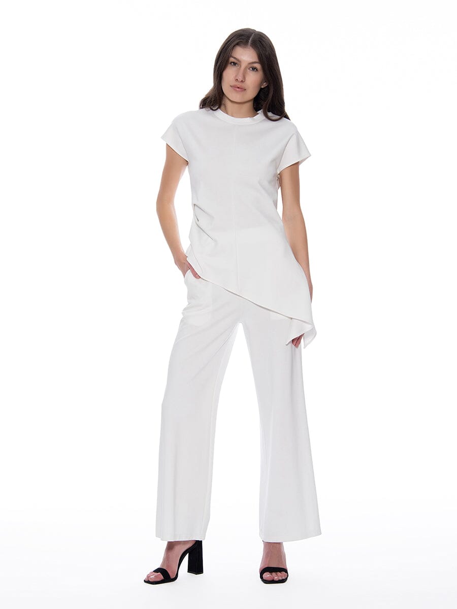 Asymmetric Cut Ruched-Side Top