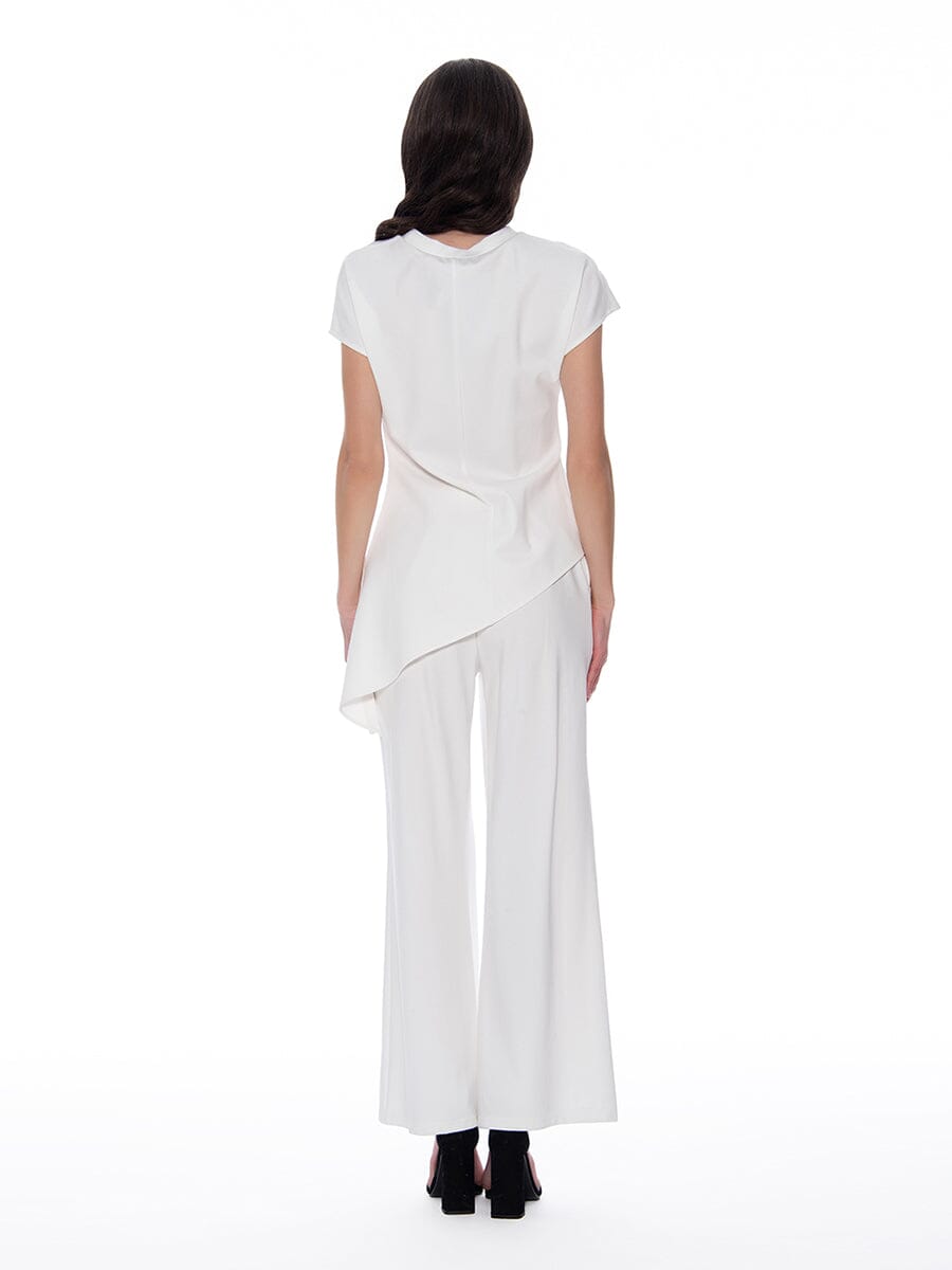 Asymmetric Cut Ruched-Side Top