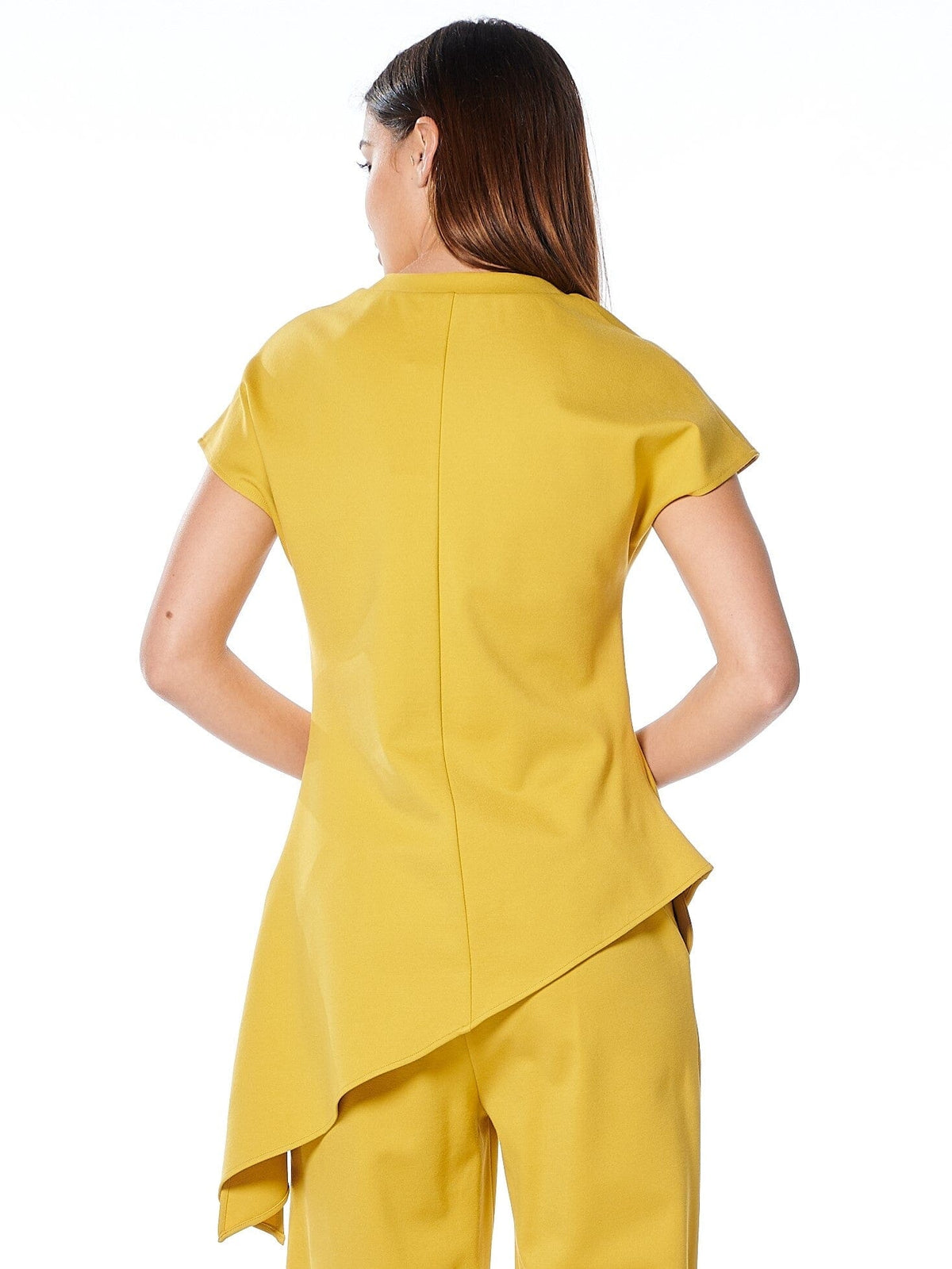 Gracia Fashion Women's Asymmetric Cut Ruched-Side Top