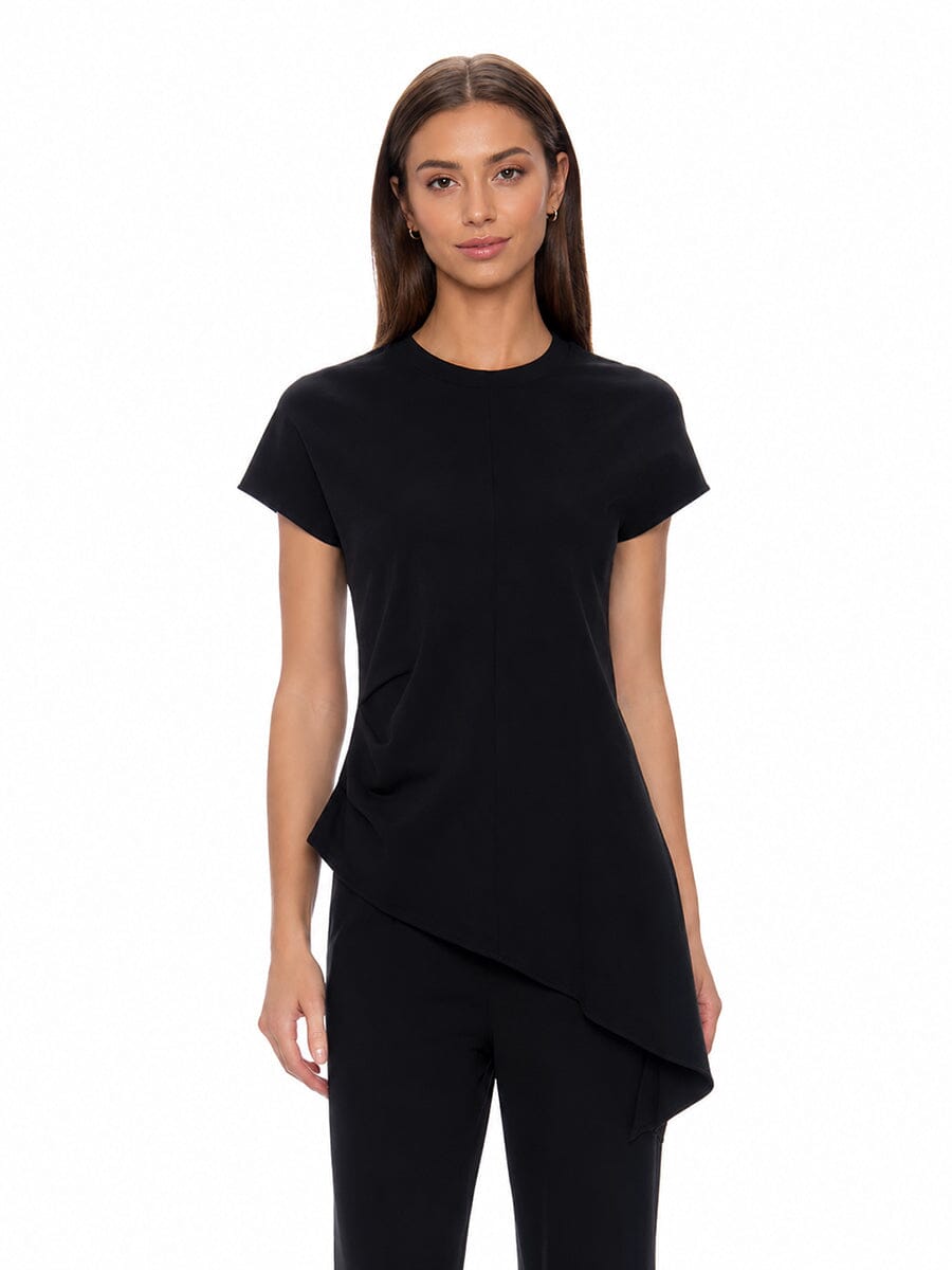 Asymmetric Cut Ruched-Side Top