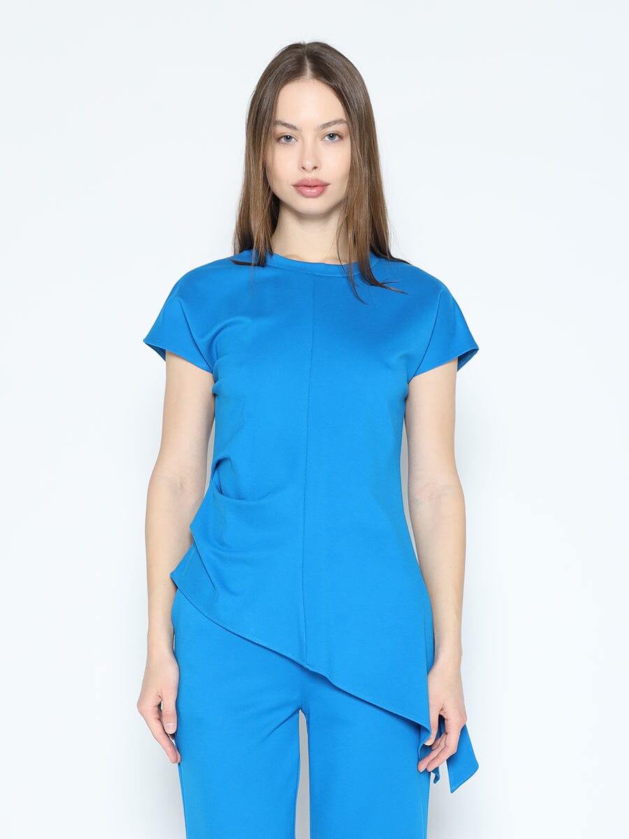 Asymmetric Cut Ruched-Side Top
