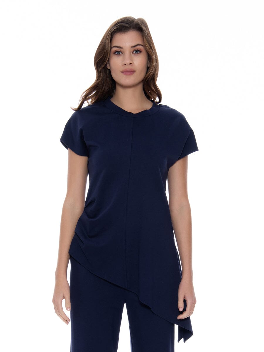 Gracia Fashion Women's Asymmetric Cut Ruched-Side Top