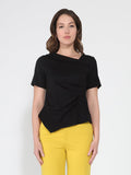 Gracia Fashion Women's Asymmetrical neck ruched detail solid top